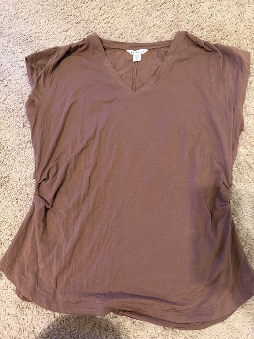 Athleta Mauve V-Neck Short Sleeve Top